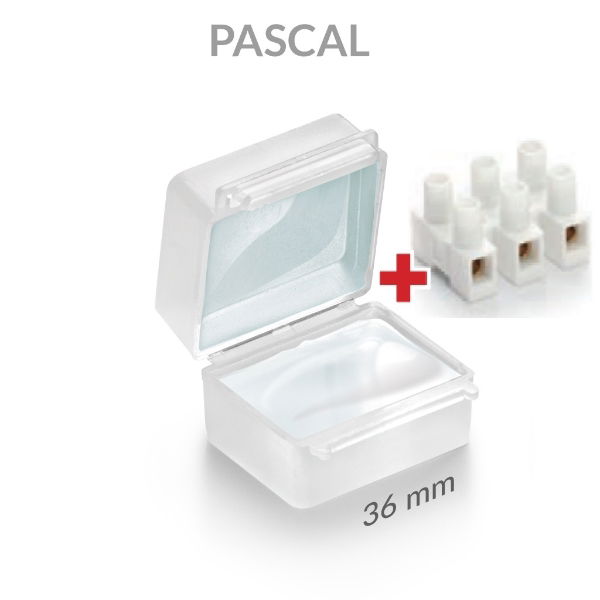 Pascal6 - Gel Cover IPX8 - Translucent -  36x37x26 mm - With 2.5 mm Strip Connector - Box of 12