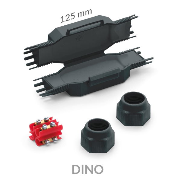 Dino - Gel Straight Joint IP69K  - 4 Core 4mm - Black - Pack of 1