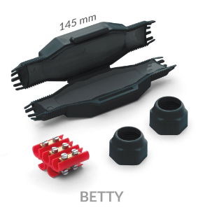 Betty - Gel Straight Joint IP69K - 5 Core 4mm - Black - Pack of 1