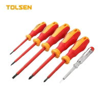 Tolsen Screwdriver Set VDE 6 pc (3x75,4x100,5.5x100,PZ1x80,PZ2x100+ Volt Tes